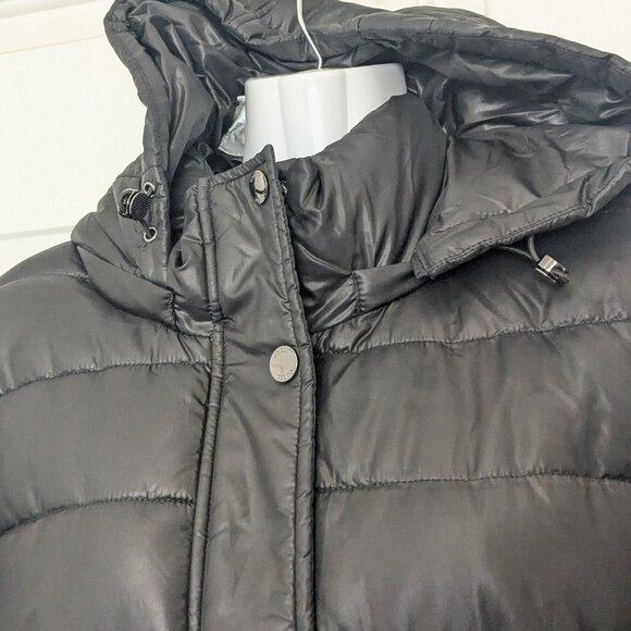 Guess Women's 3/4 Length Puffer Jacket With Pockets and Hood Sz XL Black - Picture 3 of 16